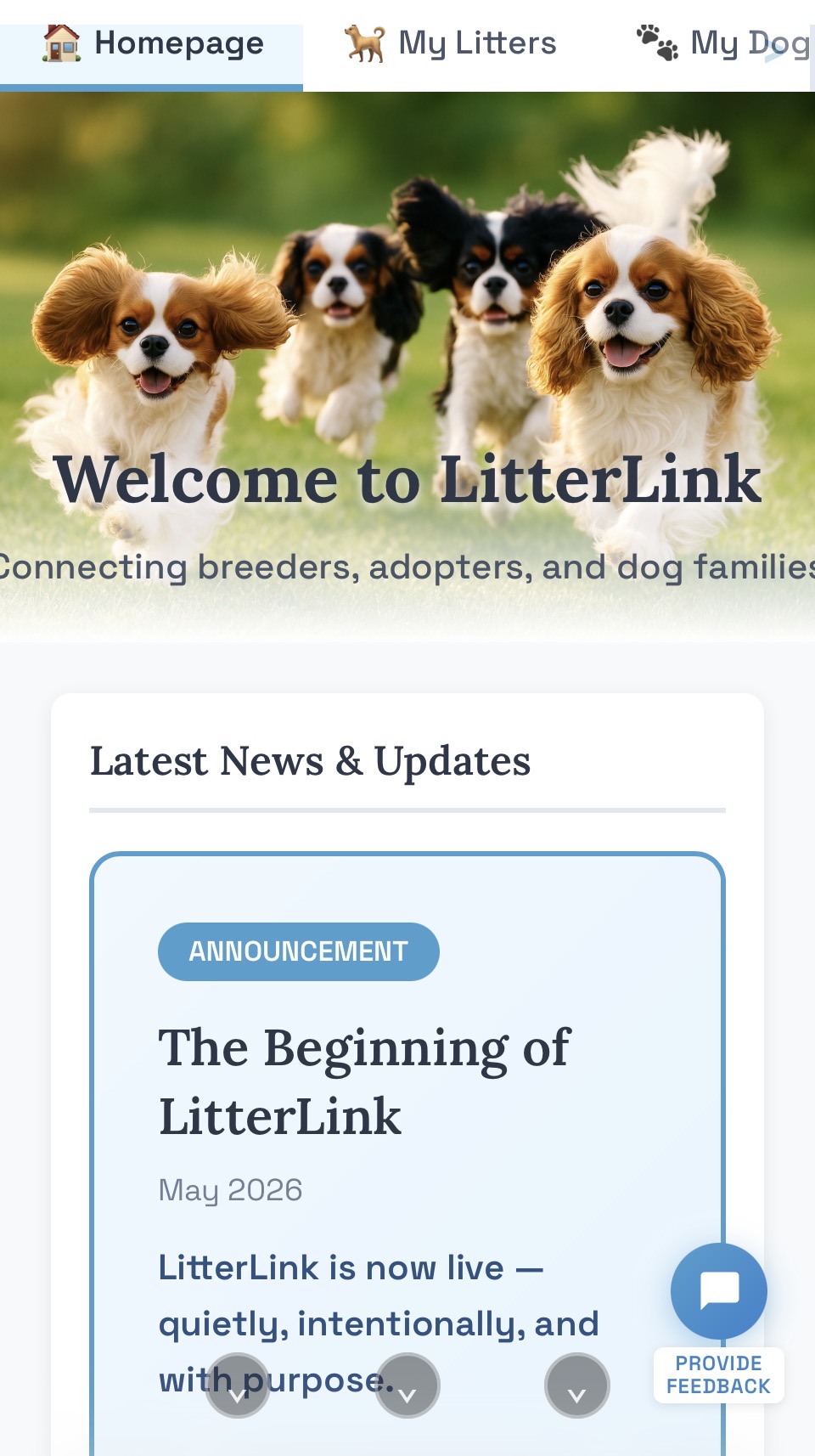 LitterLink homepage tab